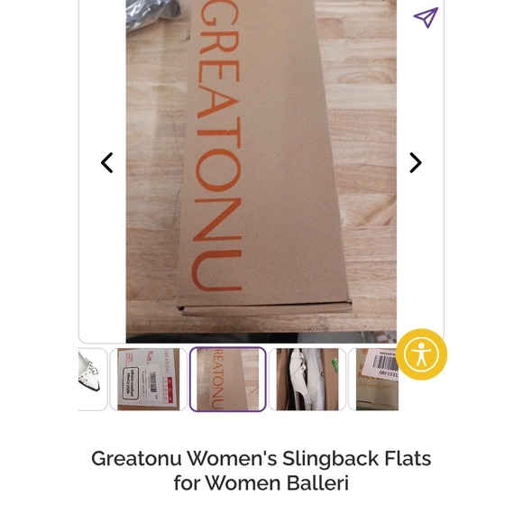 Greatonu Womens Slingback Flats White Patent Buckle Pointed Toe FLGR081-WTPT-11 - Picture 3 of 4